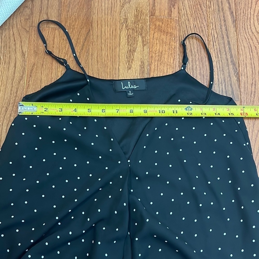 Lulus Dots Going On Black Polka Dot Wrap Mini Dress Size Small - Picture 13 of 15